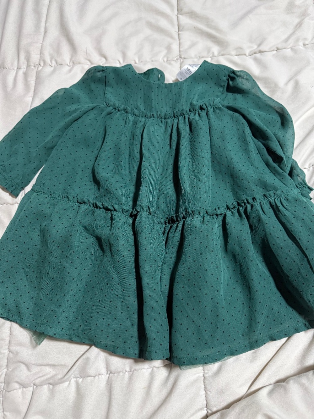 Carters Green Polka Dot Dress 18 Months Long Sleeve Christmas